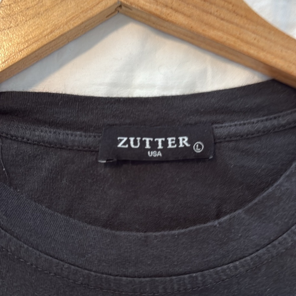 Zutter Free Bird Black Graphic Cropped Tee Size Large - Picture 3 of 4